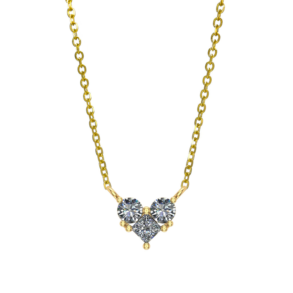 תליון לב משלושה יהלומים