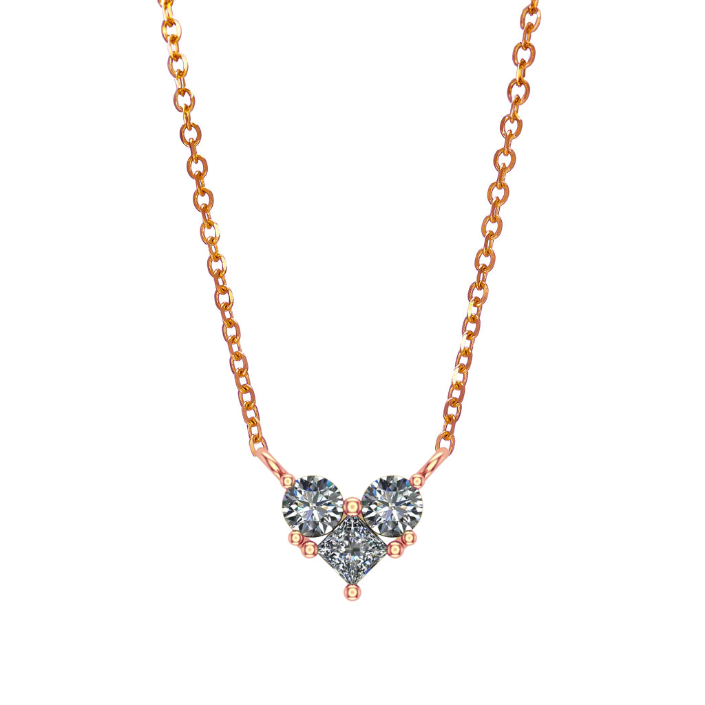 תליון לב משלושה יהלומים