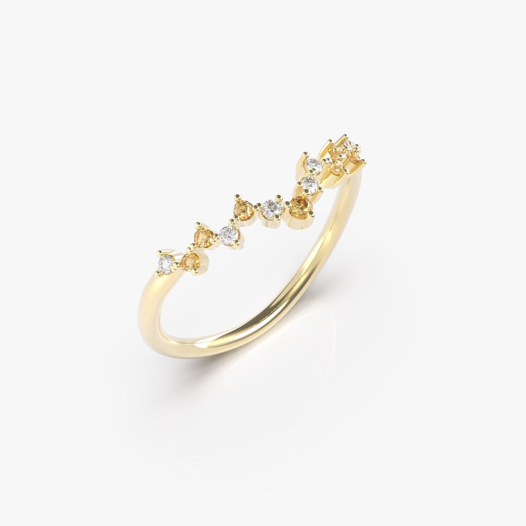 טבעת יהלומים מרחפים ציטרין