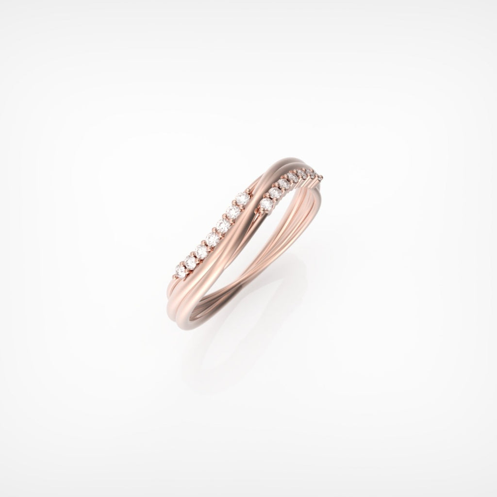 טבעת טוויסט אלגנטי בעיטור יהלומים