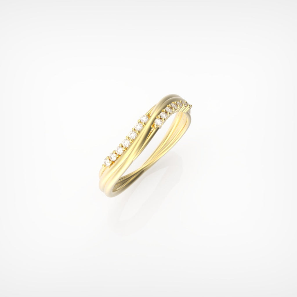 טבעת טוויסט אלגנטי בעיטור יהלומים