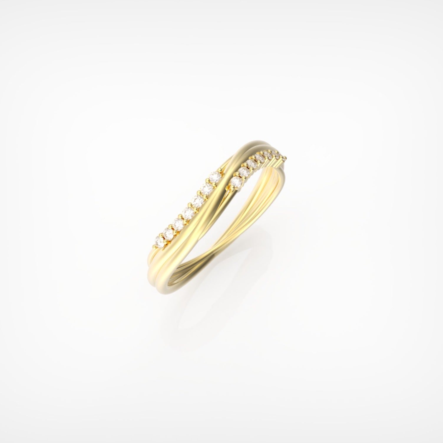 טבעת טוויסט אלגנטי בעיטור יהלומים