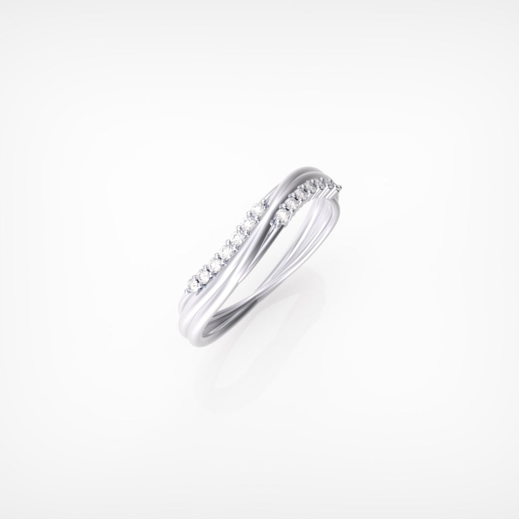 טבעת טוויסט אלגנטי בעיטור יהלומים