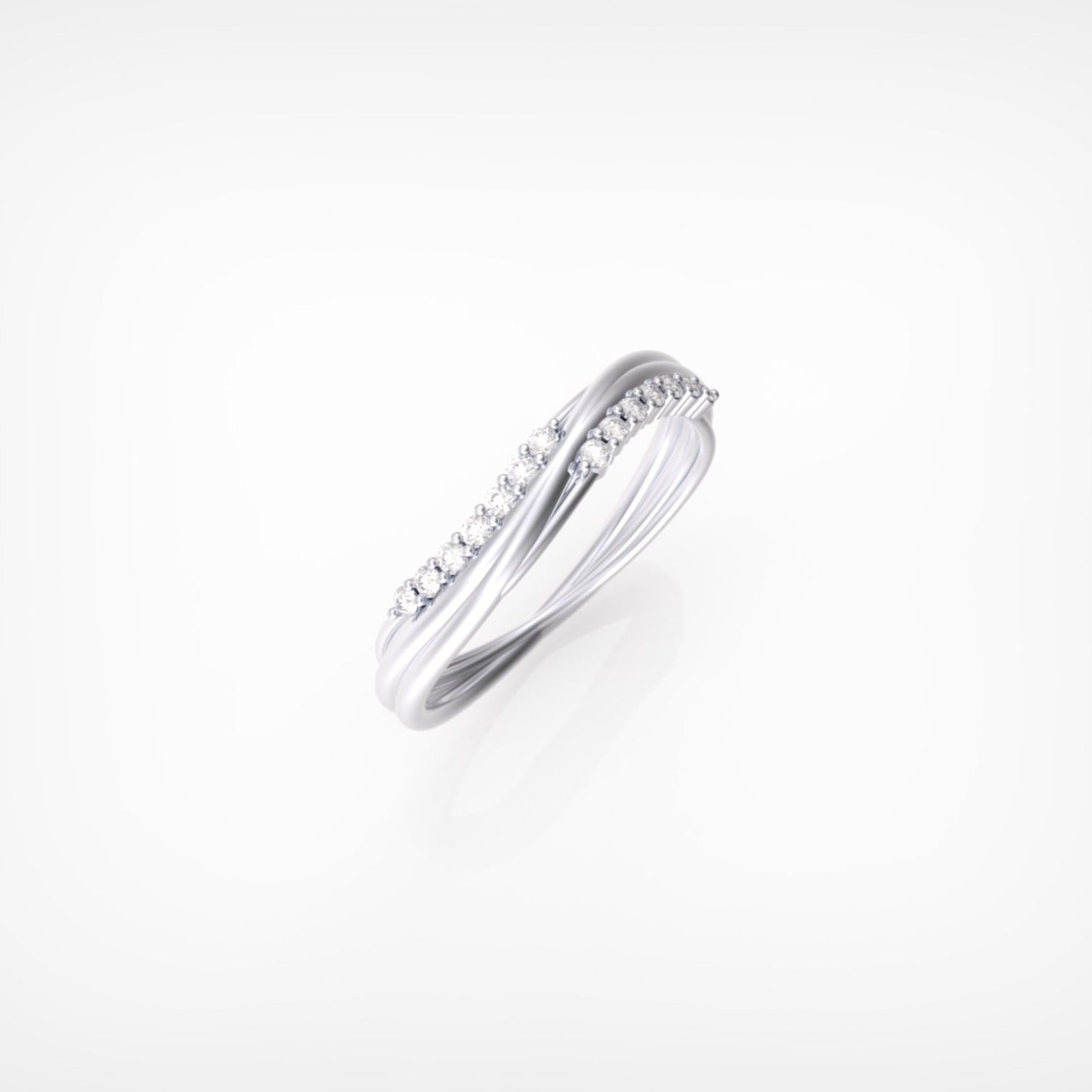 טבעת טוויסט אלגנטי בעיטור יהלומים