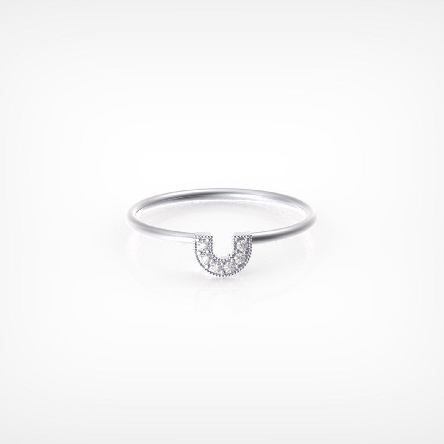 טבעת פרסה עם יהלומים לבנים
