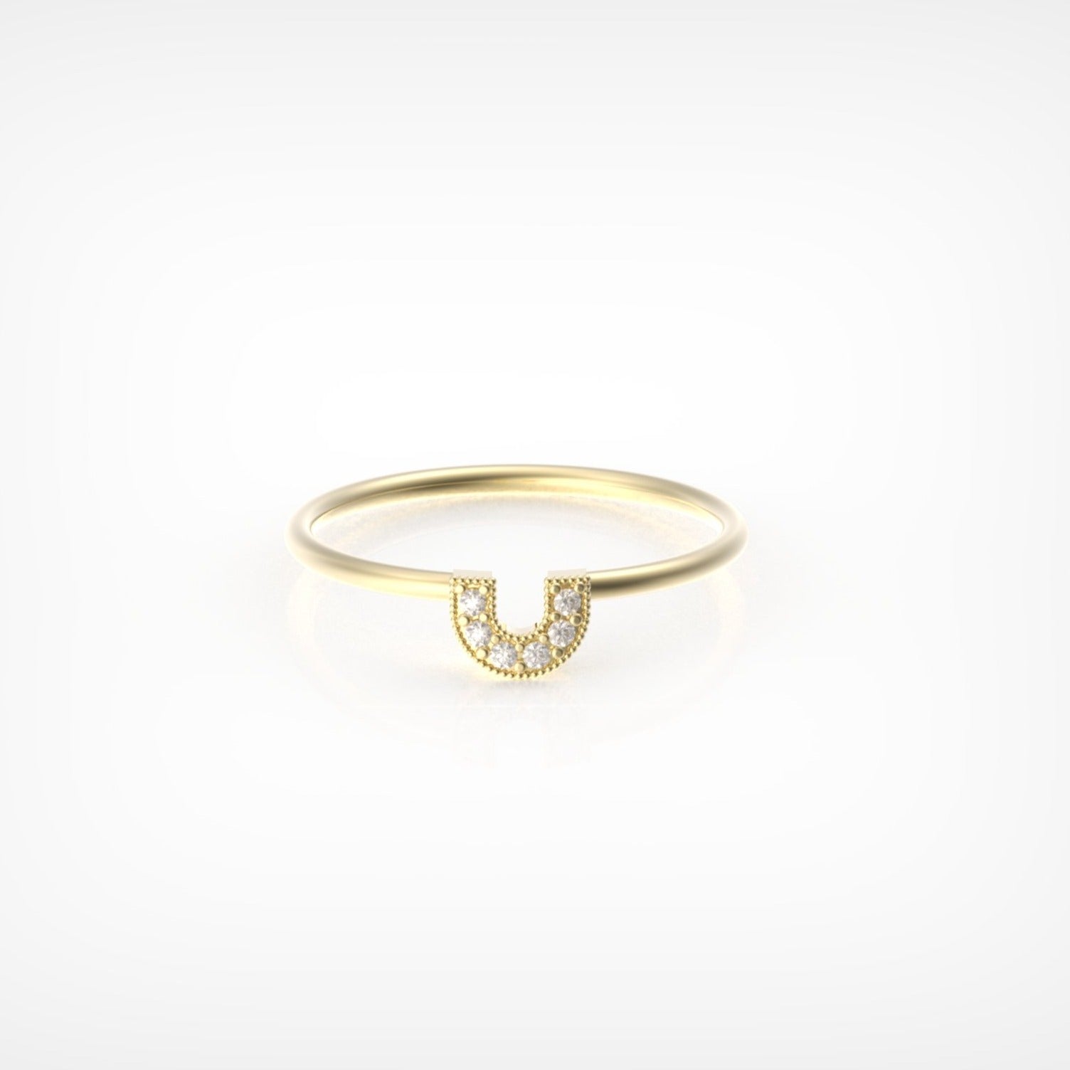 טבעת פרסה עם יהלומים לבנים