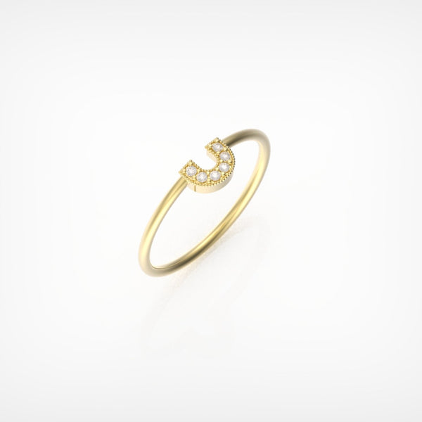 טבעת פרסה עם יהלומים לבנים