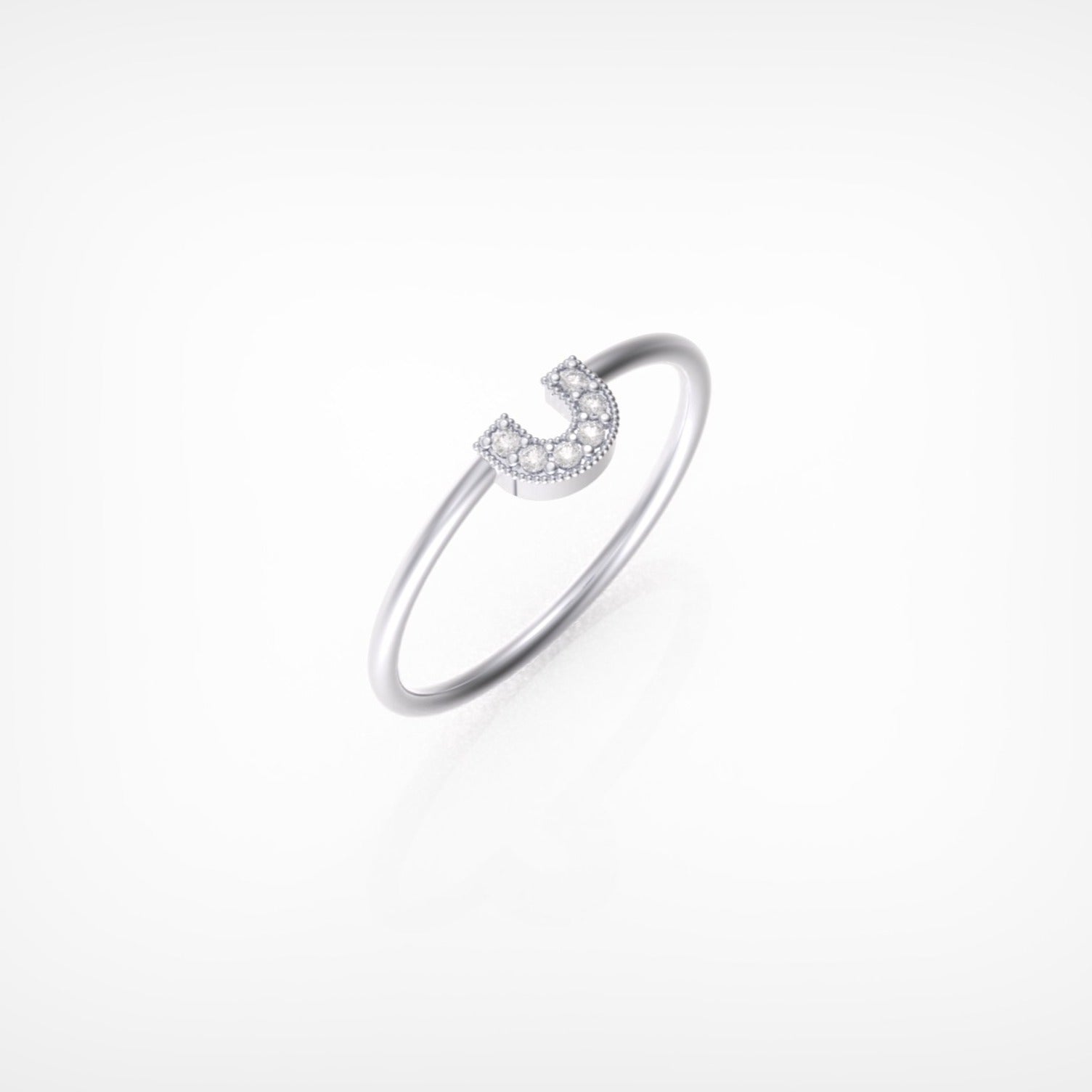 טבעת פרסה עם יהלומים לבנים