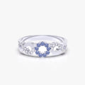 טבעת המעגלים עם ספיר כחול ויהלומים