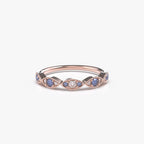 טבעת עיניים עם ספיר כחול ויהלומים