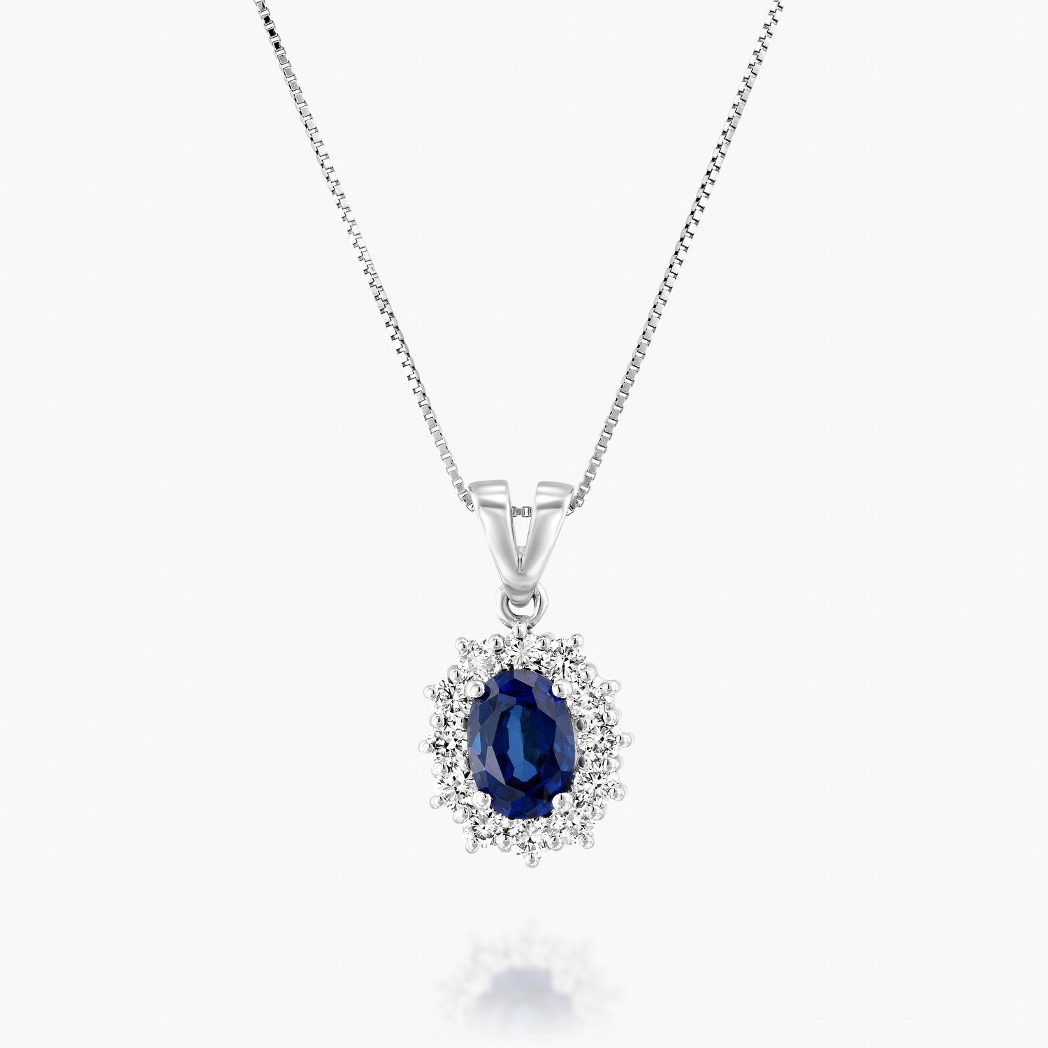 תליון ספיר דפיוז'ן עם הילת יהלומים - Zoy