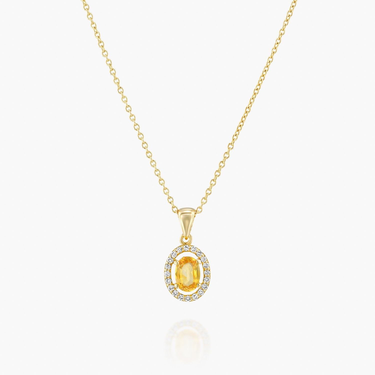 תליון ספיר צהוב אובל עם הילת יהלומים - Zoy