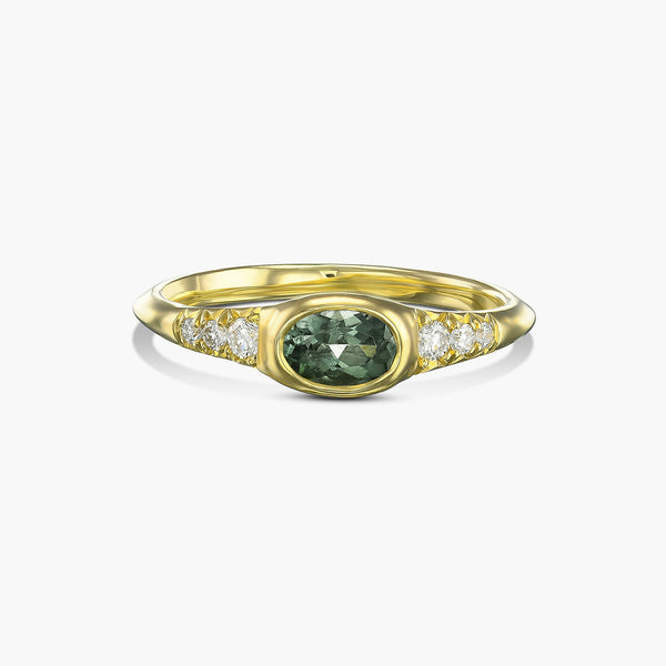 טבעת אובל טרומלין ירוק בהיר