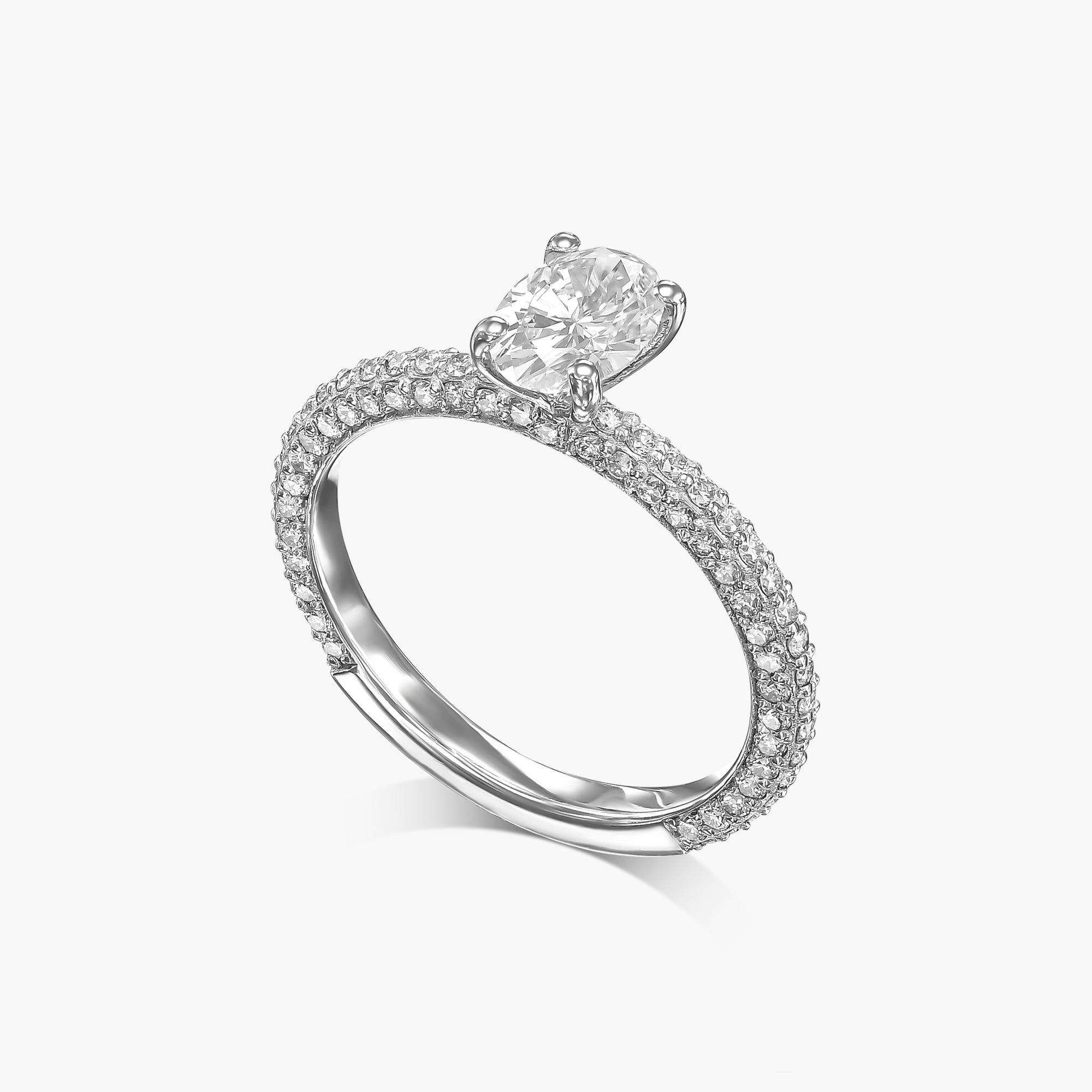 טבעת אובל  3 שורות מנצנצות