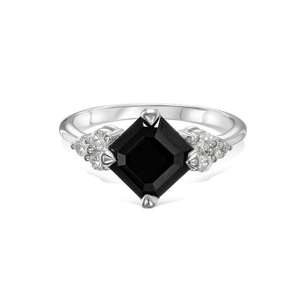 טבעת אמרלד מרובעת יהלום שחור