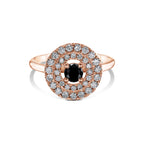 טבעת עגולה עם יהלום שחור מרכזי מעוצב