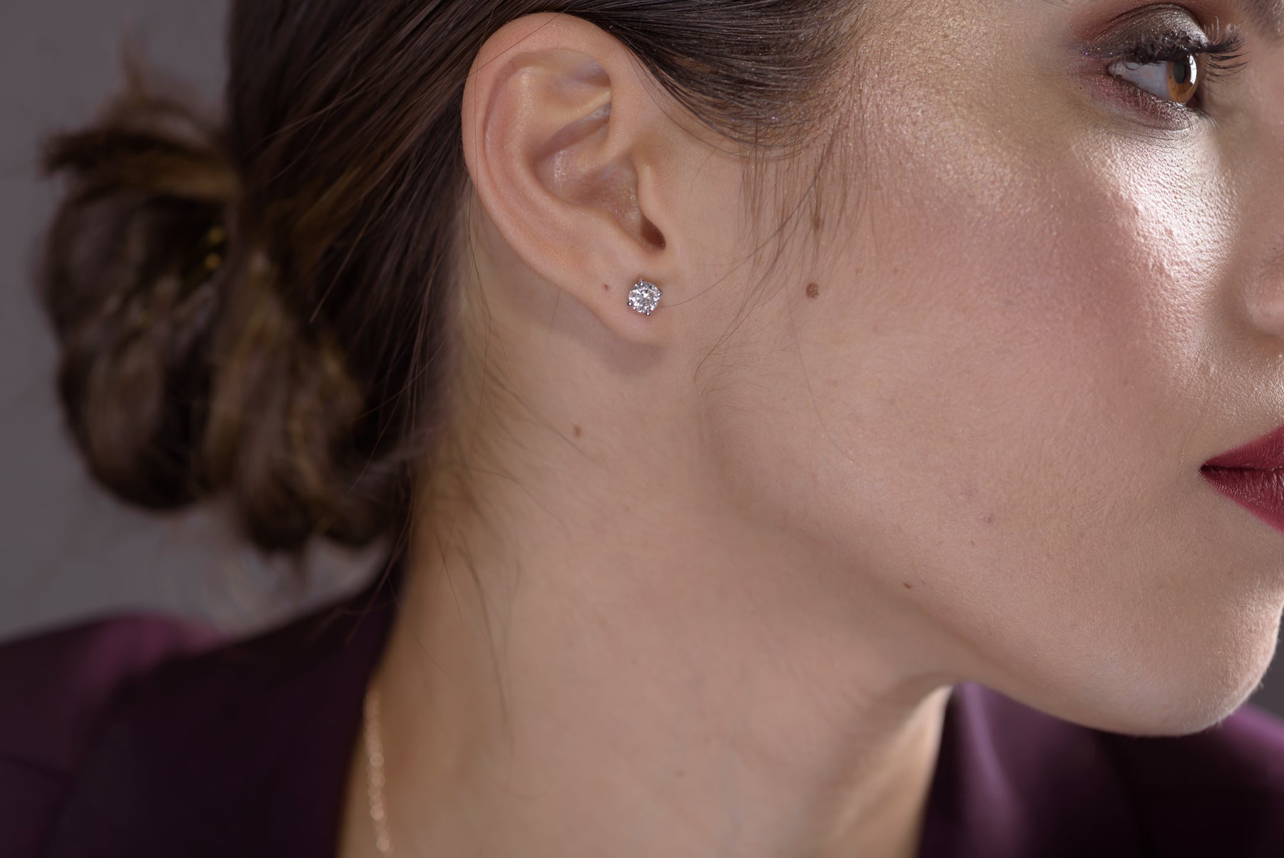 עגילי יהלום סוליטר קלאסי