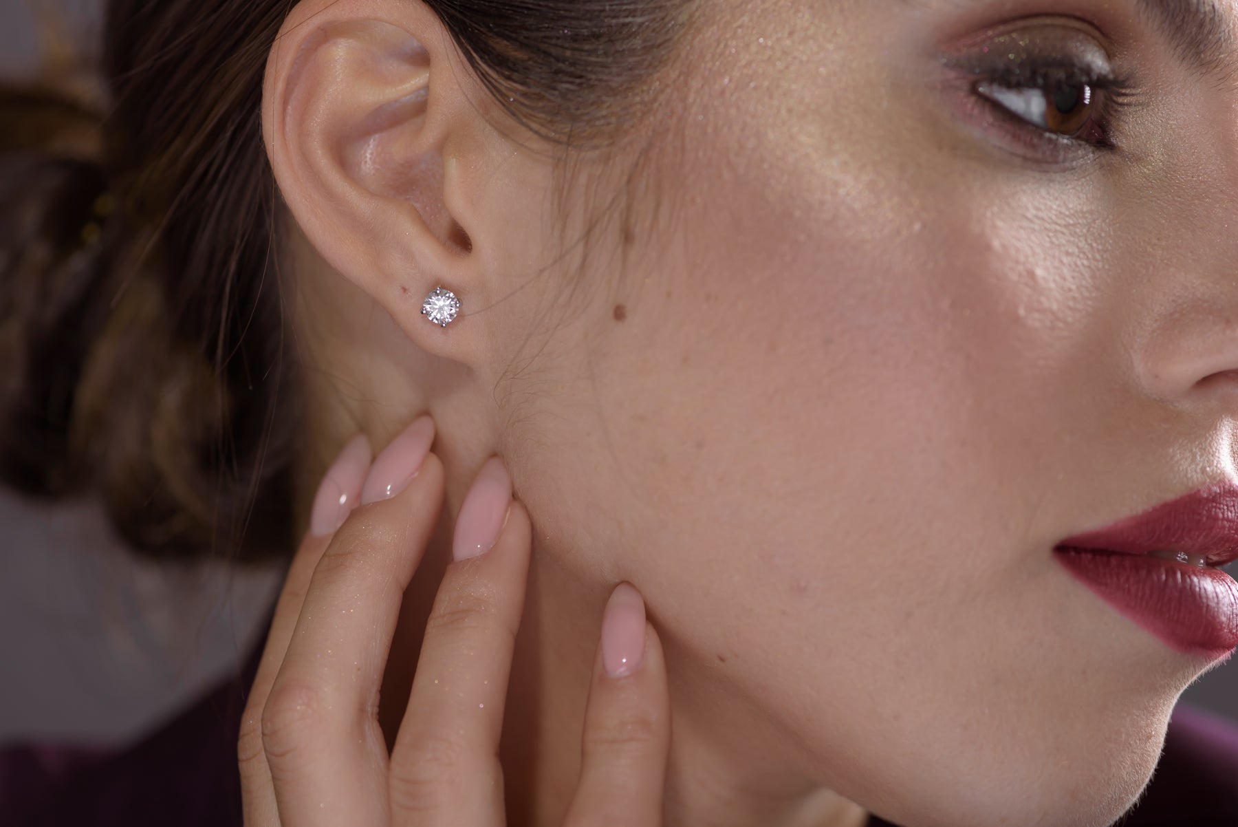 עגילי יהלום סוליטר קלאסי