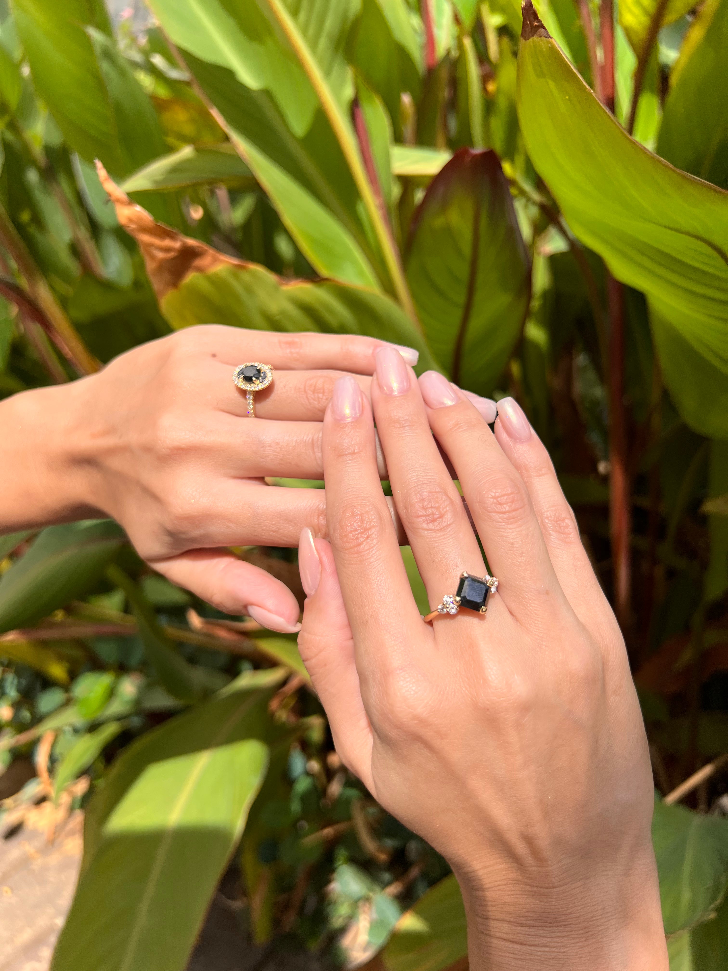 טבעת אמרלד מרובעת יהלום שחור