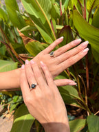 טבעת אמרלד מרובעת יהלום שחור