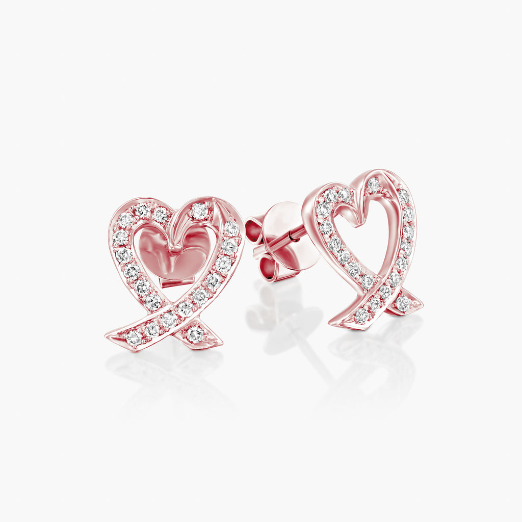 עגילי יהלומים לבבות