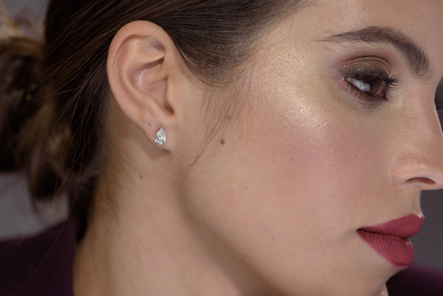 עגילי טיפה צמודים סוליטר