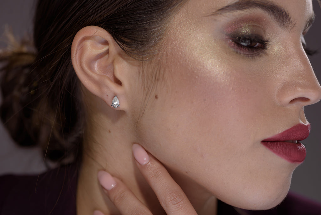 עגילי טיפה צמודים סוליטר