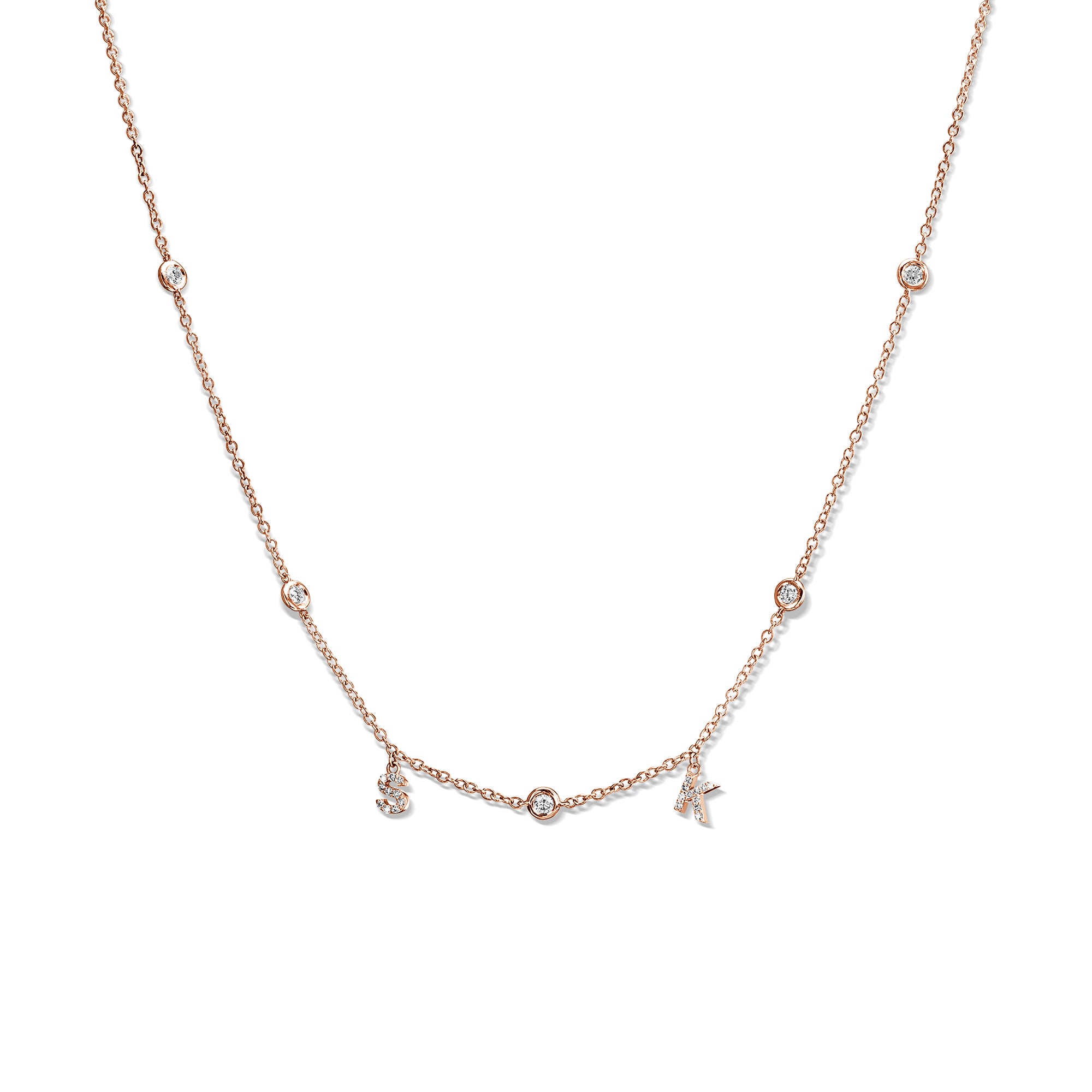 תליון אותיות ויהלומים עדין