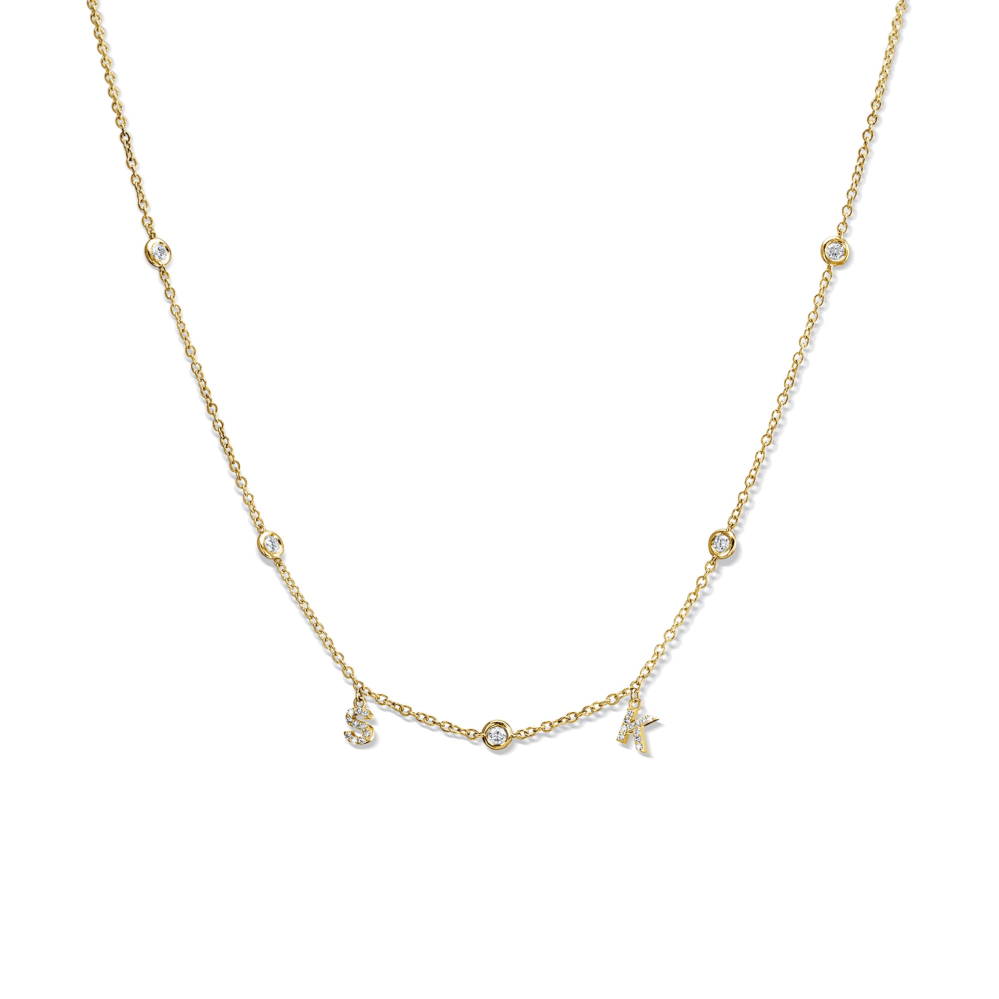 תליון אותיות ויהלומים עדין