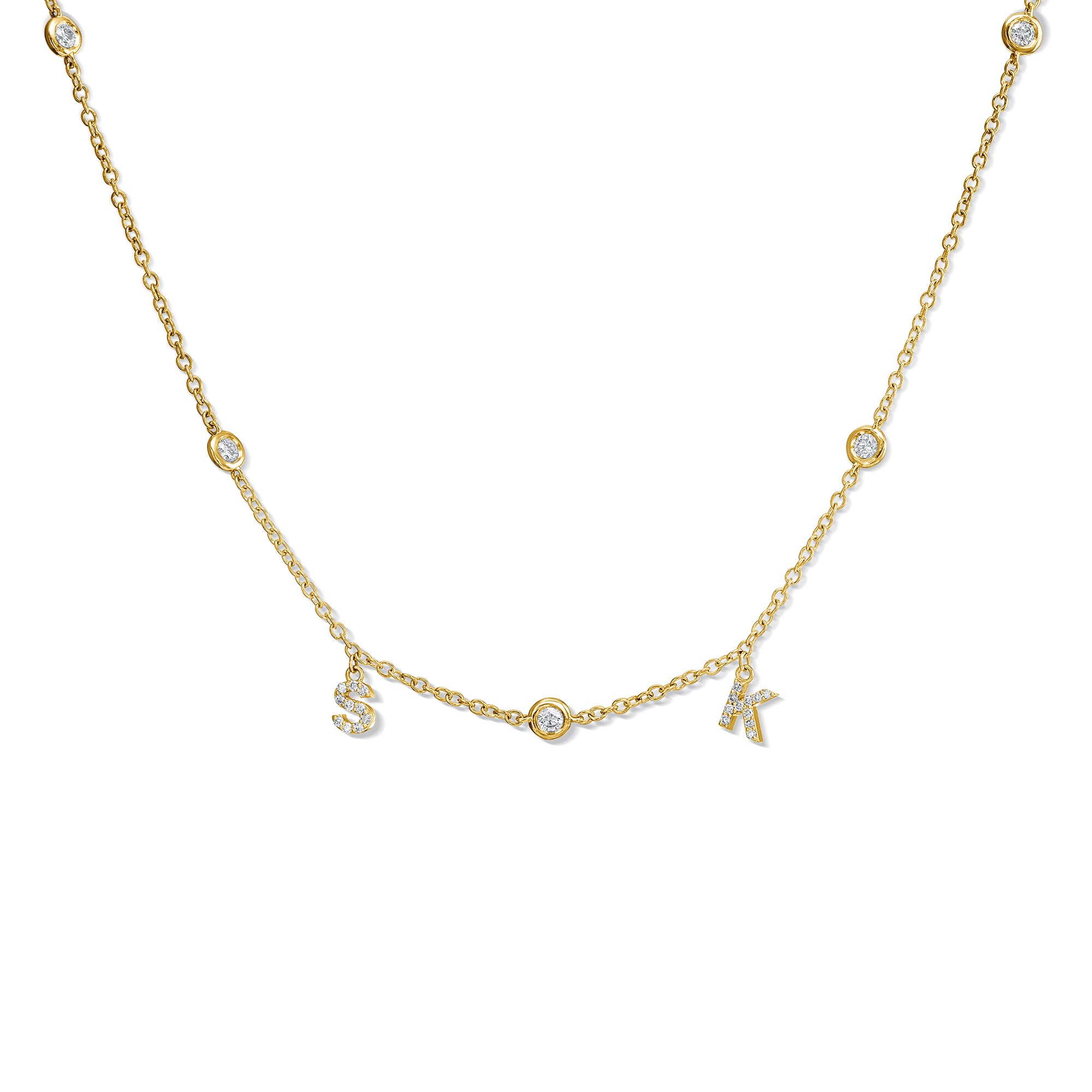 תליון אותיות ויהלומים עדין