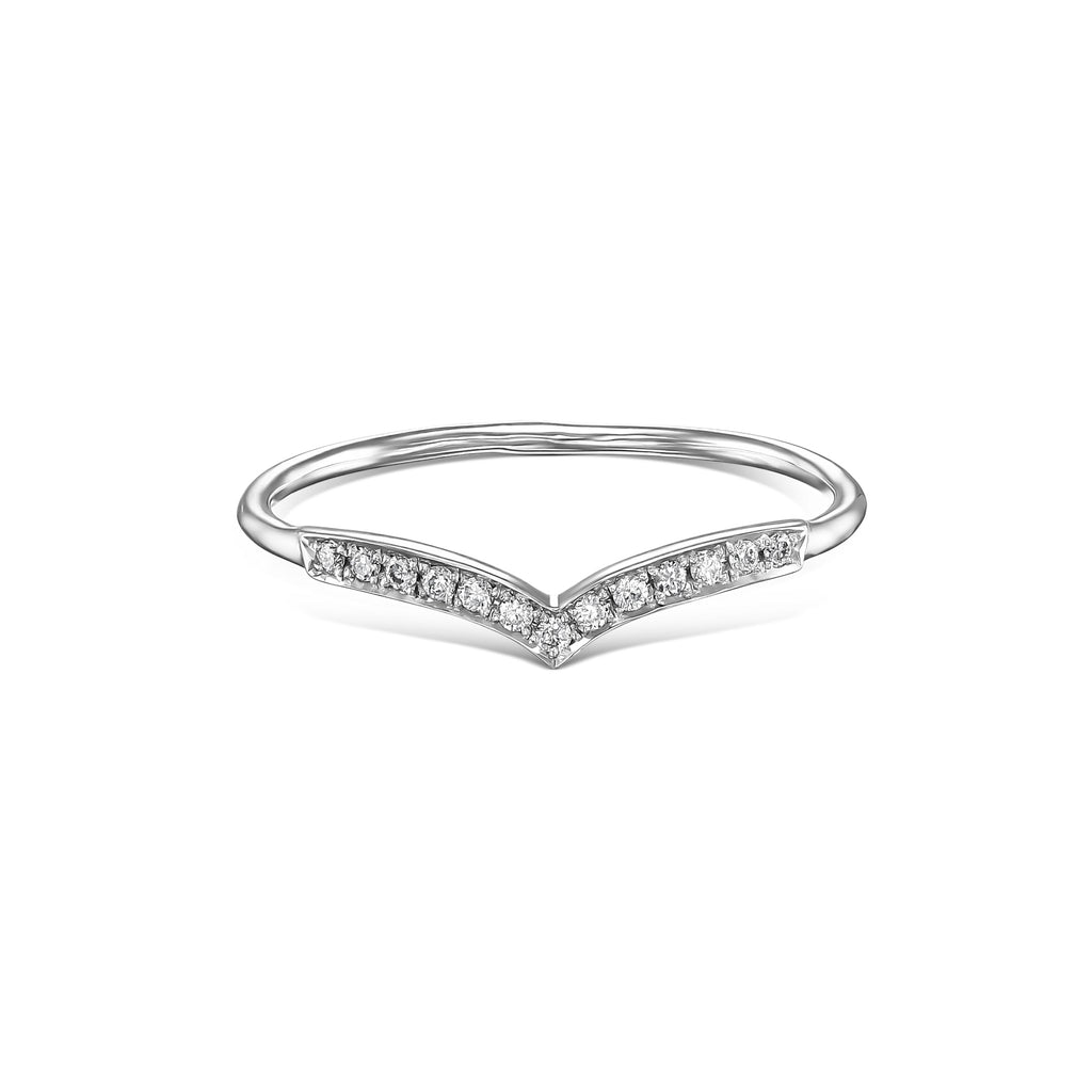 טבעת וי יהלומים מנצנצים