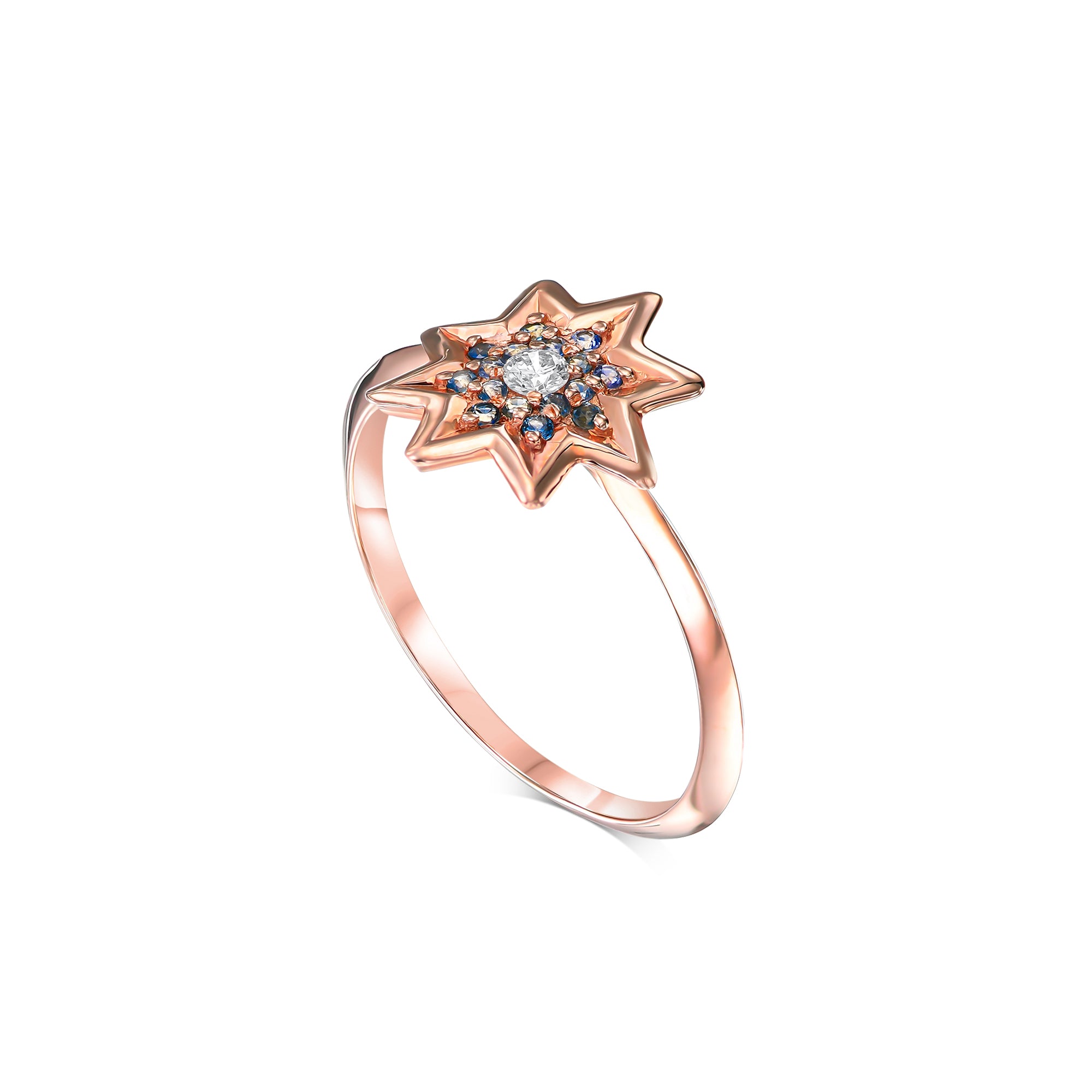 טבעת כוכב משולבת ספיר