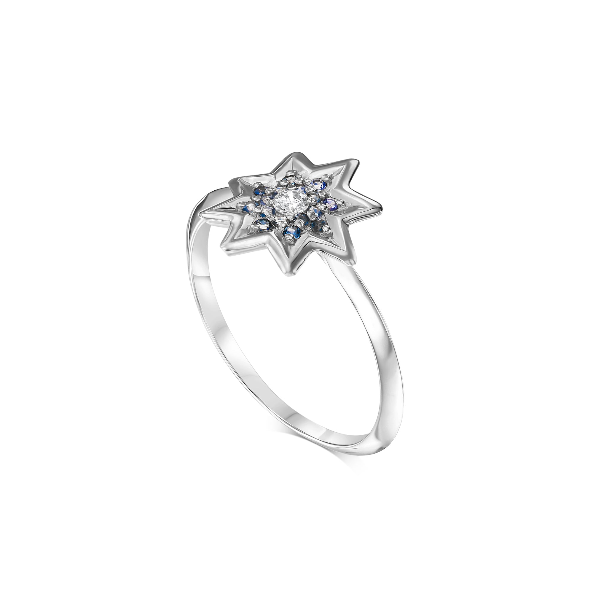 טבעת כוכב משולבת ספיר