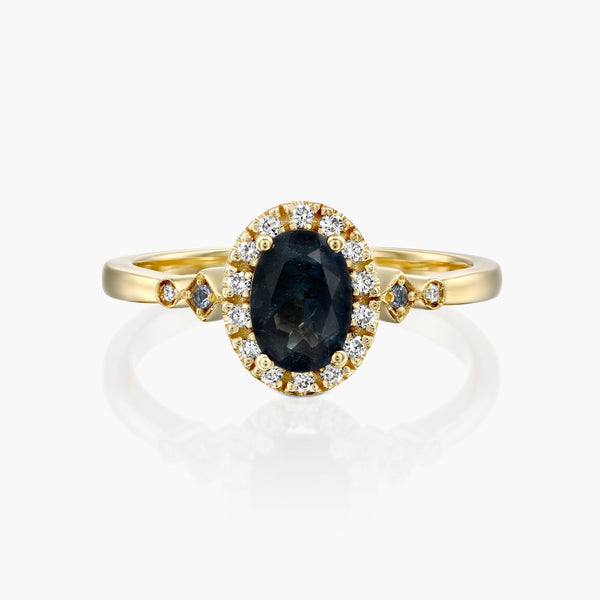 טבעת אובל כחול דרמטי - Zoy