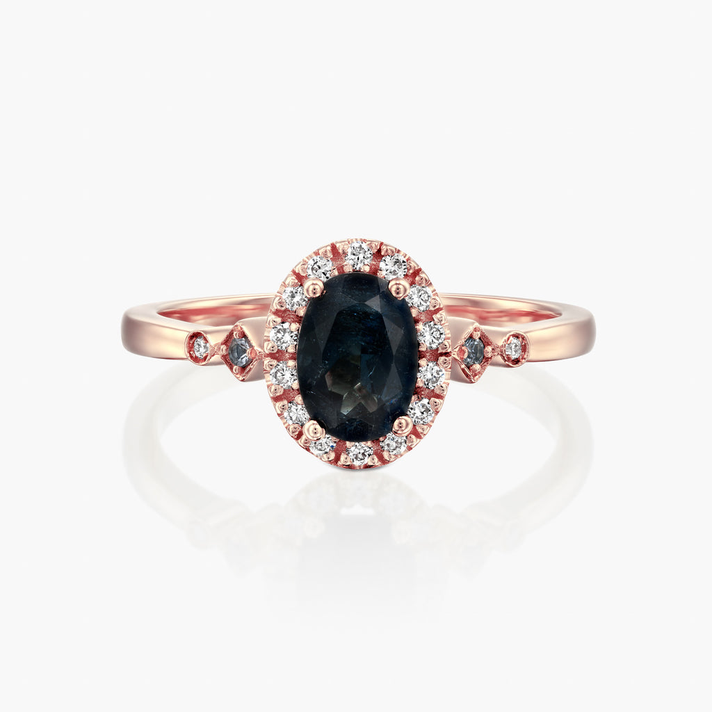 טבעת אובל כחול דרמטי