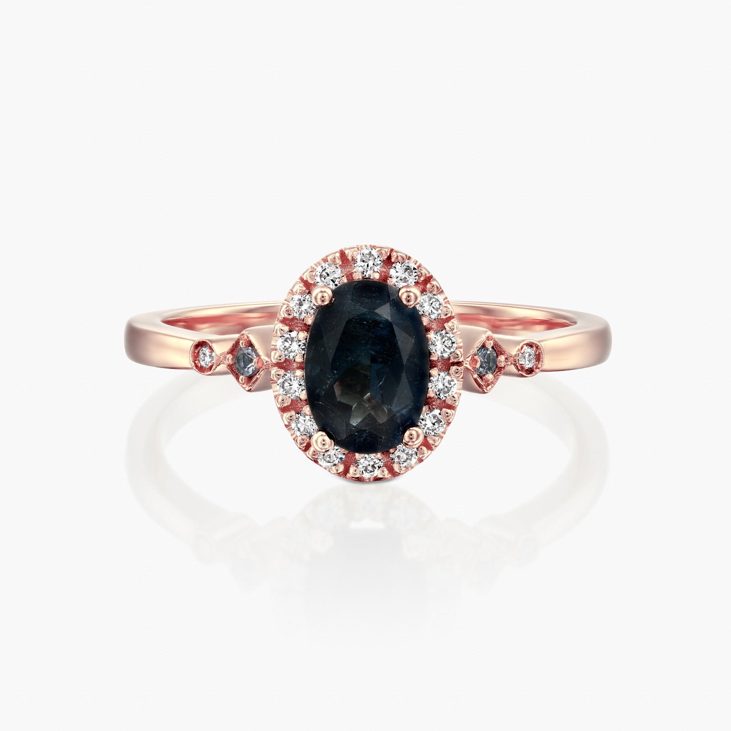 טבעת אובל כחול דרמטי