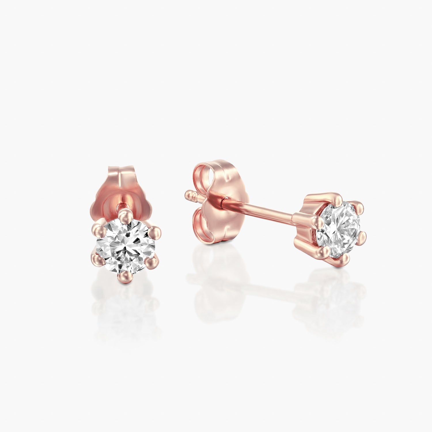 עגילי סוליטר עם שש שיניים