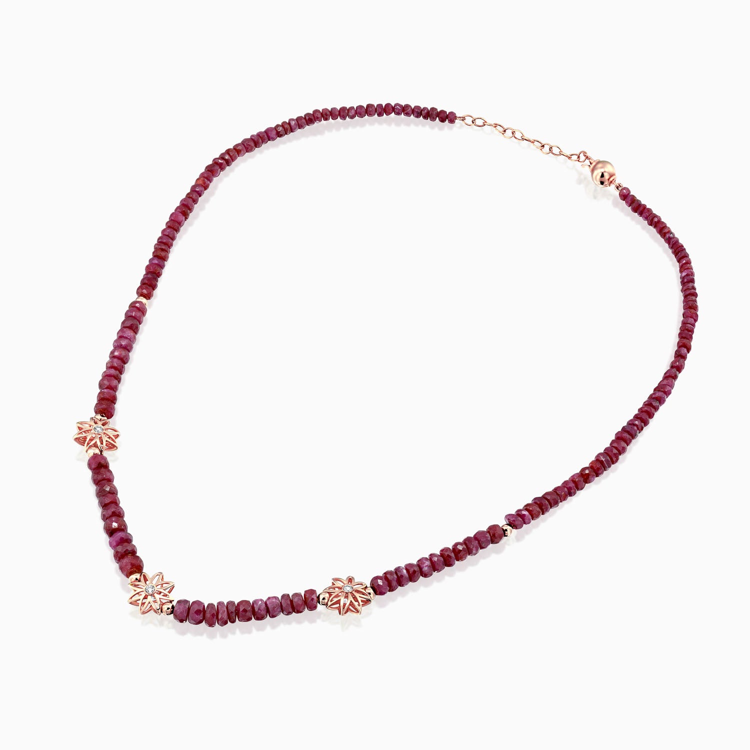 מחרוזת פרחי זהב יהלומים ואבני רובי