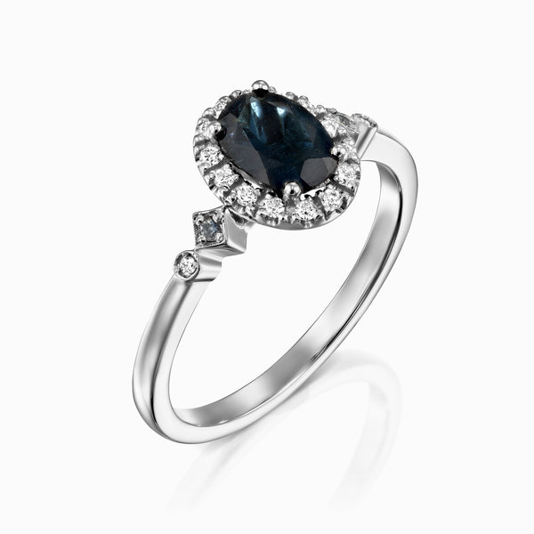 טבעת אובל כחול דרמטי