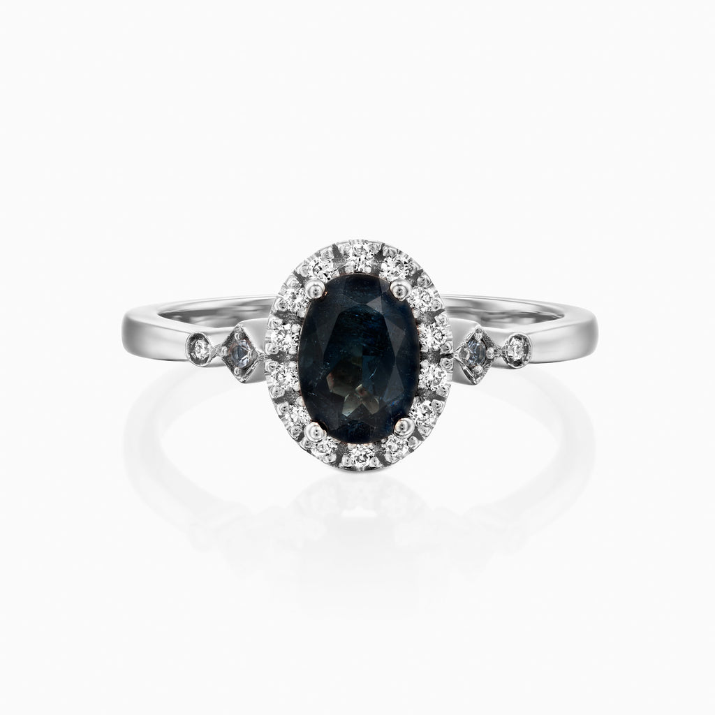 טבעת אובל כחול דרמטי