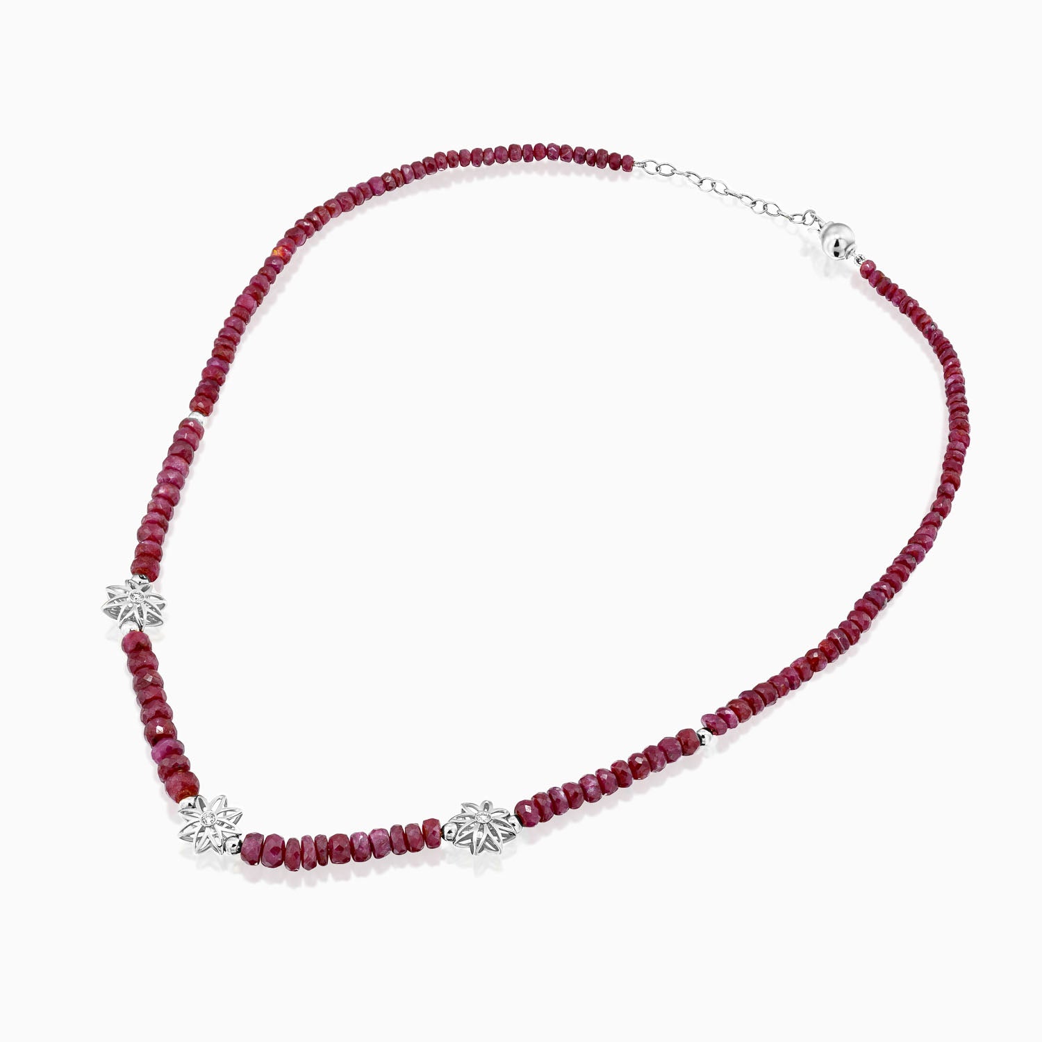 מחרוזת פרחי זהב יהלומים ואבני רובי