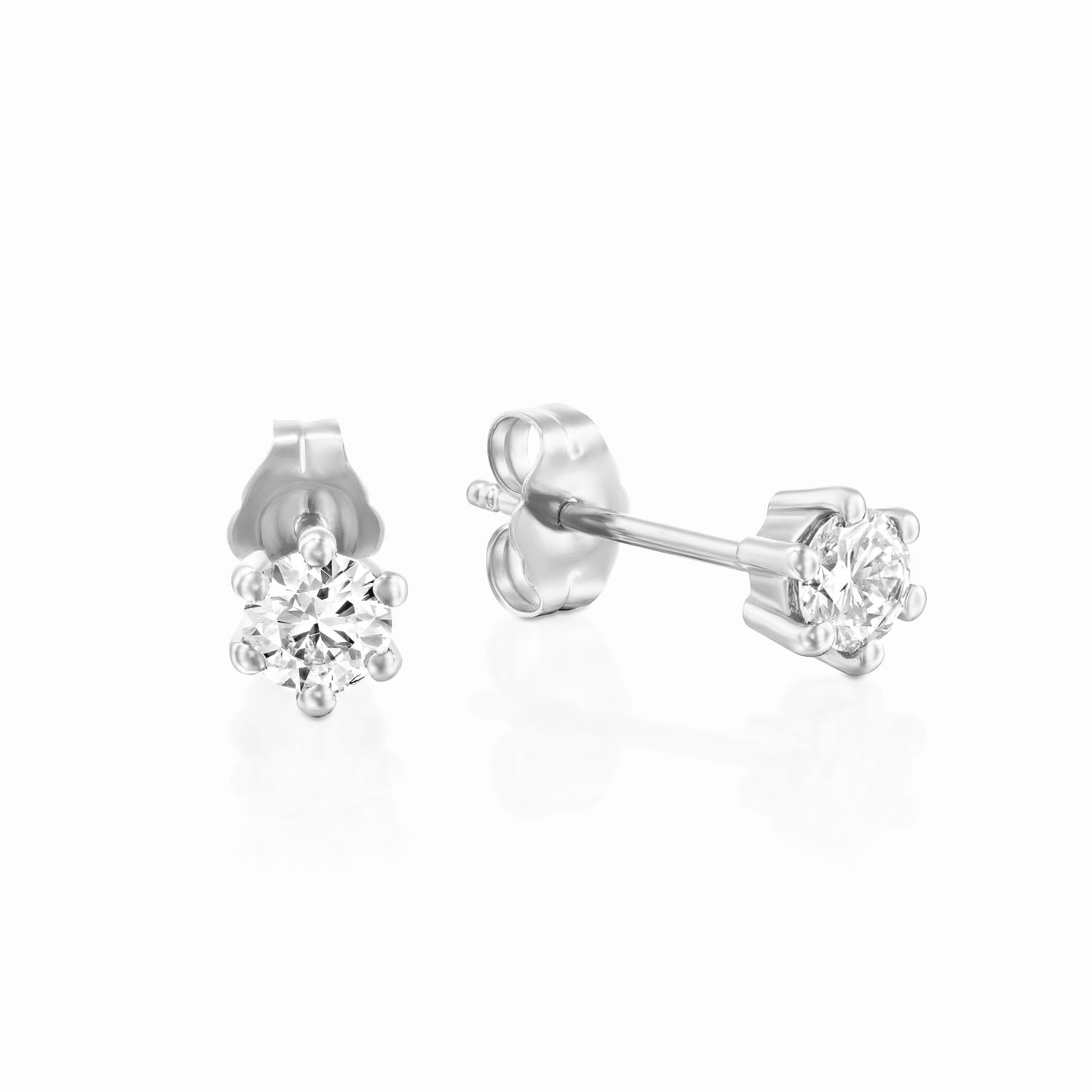 עגילי סוליטר עם שש שיניים