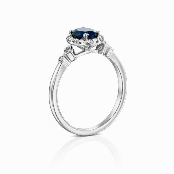טבעת אובל כחול דרמטי