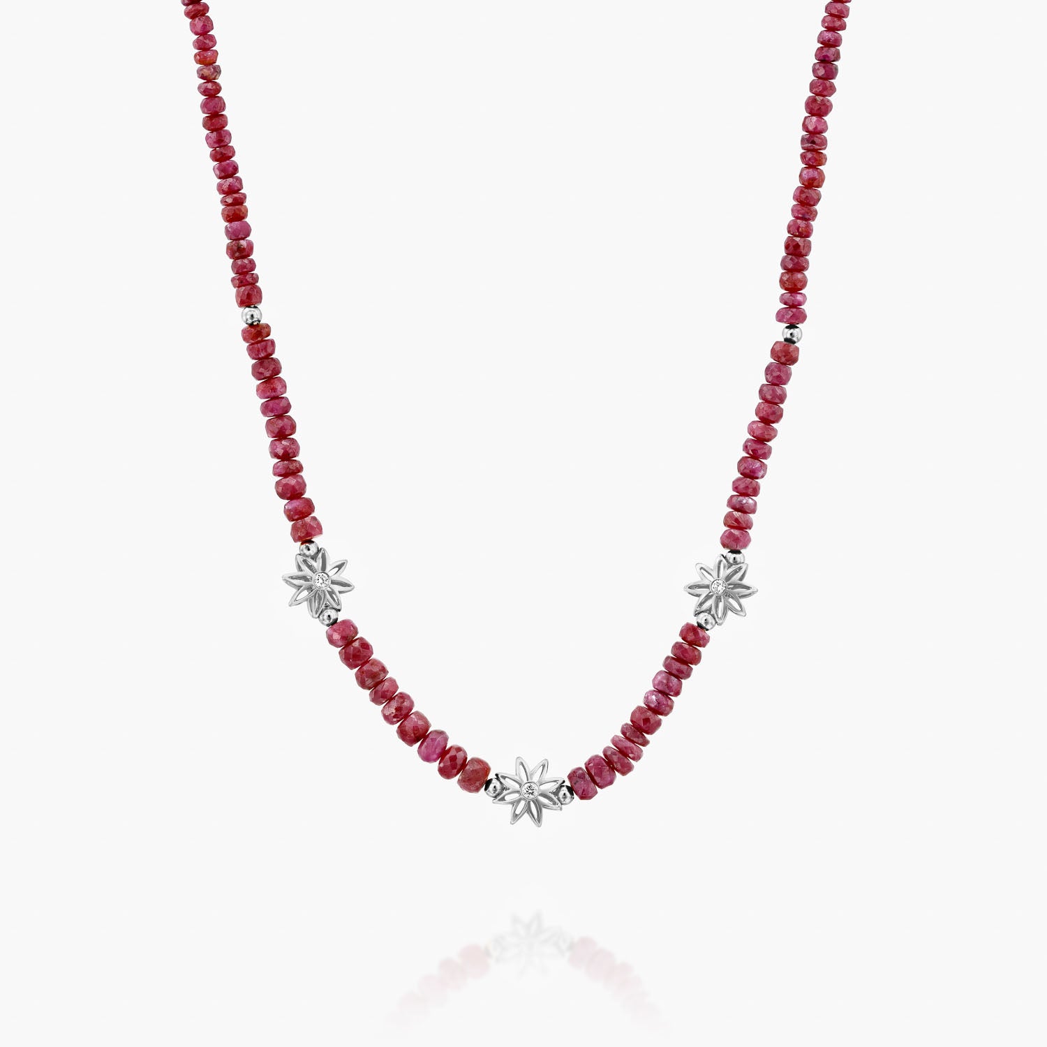 מחרוזת פרחי זהב יהלומים ואבני רובי